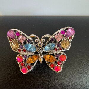 Butterfly Pin with Multicolor crystals Vintage